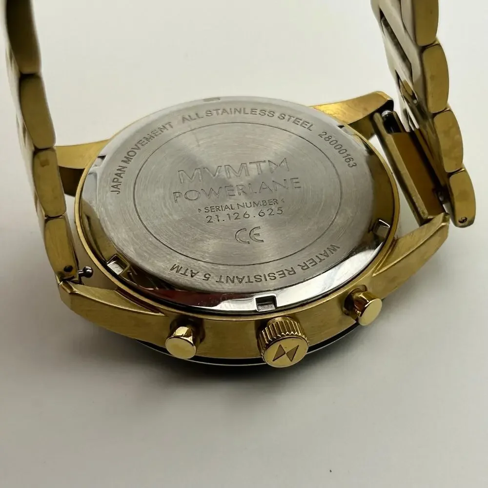MVMT Powerlane Watch Gold-tone St. Steel Sleek Black Chronograph Dial